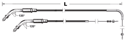 CABLES DE RETORNO PARA CARBURADORES TEMPRANOS MIKUNI HSR42 Y HSR45 Y PUNO ESTILO 1986-1995