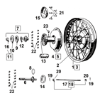RUEDA DELANTERA Y PIEZAS DE HUB 45CI MODELOS SOLOS