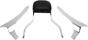 Kit de respaldo cuadrado - Sissy bar corto Cromo con almohadilla Kawasaki