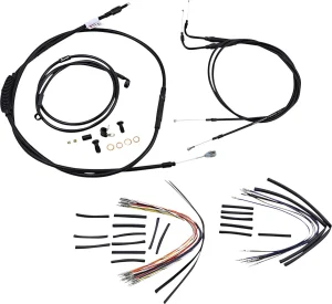 Kit Completo de Cables/Líneas de Manillar de Vinilo Negro para Ape Hangers - 18"