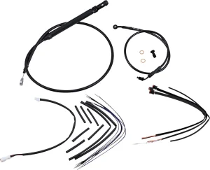 Kit Completo de Cables/Líneas de Manillar de Vinilo Negro para Ape Hangers - 14"