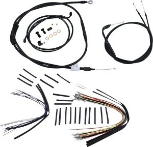 Kit Completo de Cables/Líneas de Manillar de Vinilo Negro para Ape Hangers - 14"