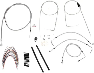 Kit completo de cables y latiguillos de freno de manillar trenzados en acero inoxidable - 14"