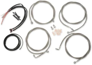 Kit completo de cables de manillar y latiguillo de freno trenzados en acero inoxidable