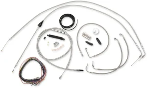 Kit completo de cables de manillar y latiguillo de freno trenzados en acero inoxidable - 18"-20"