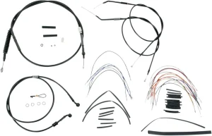 Kit Completo de Cables/Líneas de Manillar de Vinilo Negro para Ape Hangers - 16"