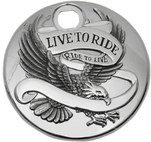 Tapa embellecedor depósito de combustible "Live to Ride" - Compuerta cromada <span style="color: red;font-size: 0,5em">- ALMACEN USA-</span>