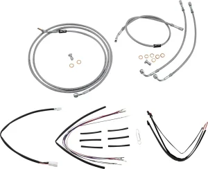 Kit completo de cables y latiguillos de freno de manillar trenzados en acero inoxidable - 14"