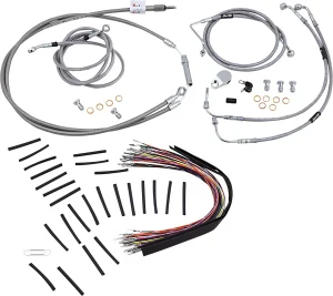 Kit completo de cables y latiguillos de freno de manillar trenzados en acero inoxidable - 13"