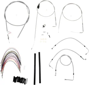 Kit completo de cables y latiguillos de freno de manillar trenzados en acero inoxidable - 16"