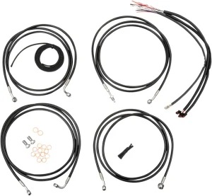 Kit completo de cables y latiguillo de freno de manillar trenzado en vinilo negro - 15"-17"