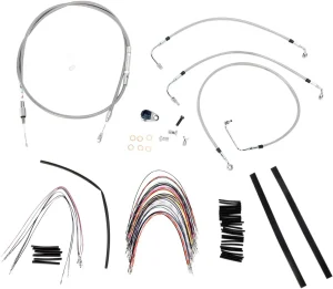 Kit completo de cables y latiguillos de freno de manillar trenzados en acero inoxidable - 14"