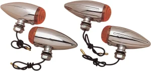 Pilotos de luces - Luz lisa Cromo lente ámbar