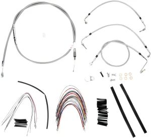 Kit completo de cables y latiguillos de freno de manillar trenzados en acero inoxidable - 16"
