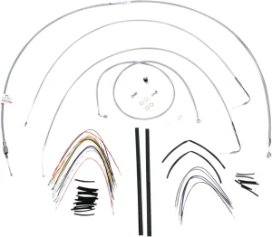 Kit completo de cables y latiguillos de freno de manillar trenzados en acero inoxidable - 18"