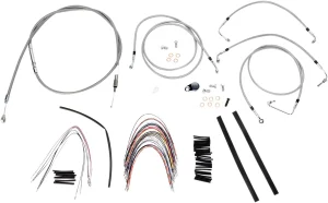 Kit completo de cables y latiguillos de freno de manillar trenzados en acero inoxidable - 14"