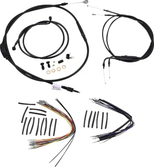 Kit Completo de Cables/Líneas de Manillar de Vinilo Negro para Ape Hangers - 16"