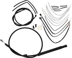 Kit Completo de Cables/Líneas de Manillar de Vinilo Negro para Ape Hangers - 14"