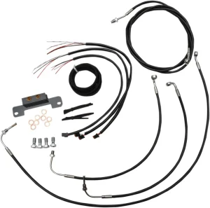 Kit completo de cables y latiguillo de freno de manillar trenzado en vinilo negro - 15"-17"