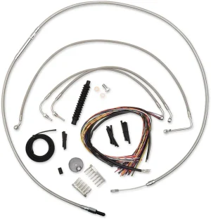 Kit completo de cables de manillar y latiguillo de freno trenzados en acero inoxidable - 12"-14"