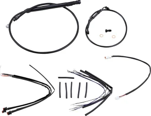 Kit Completo de Cables/Líneas de Manillar de Vinilo Negro para Ape Hangers - 12"
