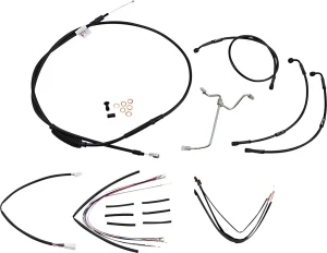 Kit Completo de Cables/Líneas de Manillar de Vinilo Negro para Ape Hangers - 16"