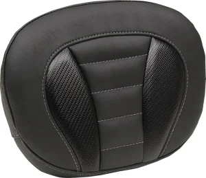 Cojín sissy bar Deluxe - Almohadilla barra negra con hilo gris pistola