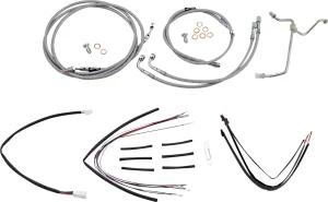 Kit completo de cables y latiguillos de freno de manillar trenzados en acero inoxidable - 18"