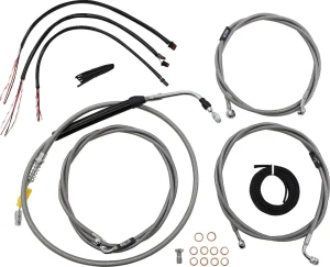 Kit completo de cables de manillar y latiguillo de freno trenzados en acero inoxidable - CC AB 12-14 FL21