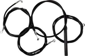 Kit completo de cables y latiguillo de freno de manillar trenzado en vinilo negro - 12"-14"