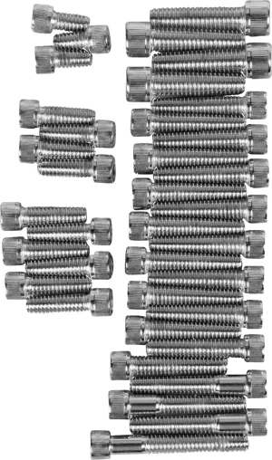 Juego de tornillos para tapa leva/primaria/transmisión - Kit Allen cromados PRIMARIA/LEVAS moleteados <span style="color: red;font-size: 0,5em">- ALMACEN USA-</span>