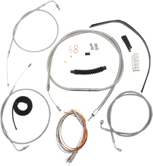 Kit completo de cables de manillar y latiguillo de freno trenzados en acero inoxidable - 15"-17"