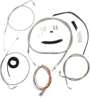Kit completo de cables de manillar y latiguillo de freno trenzados en acero inoxidable - 12"-14" <span style="color: red;font-size: 0,5em">- ALMACEN USA-</span>