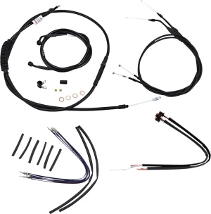 Kit Completo de Cables/Líneas de Manillar de Vinilo Negro para Ape Hangers - 16"