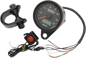 Velocímetro electrónico programable mini con velocímetro/cuentakilómetros parcial - 2.4" carcasa negra esfera negra <span style="color: red;font-size: 0,5em">- ALMACEN USA-</span>
