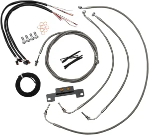 Kit completo de cables de manillar y latiguillo de freno trenzados en acero inoxidable - 15"-17"
