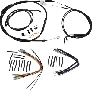 Kit Completo de Cables/Líneas de Manillar de Vinilo Negro para Ape Hangers - 14"