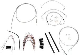 Kit completo de cables y latiguillos de freno de manillar trenzados en acero inoxidable - 16"