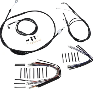 Kit Completo de Cables/Líneas de Manillar de Vinilo Negro para Ape Hangers - 16"