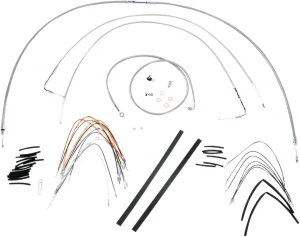 Kit completo de cables y latiguillos de freno de manillar trenzados en acero inoxidable - 14"