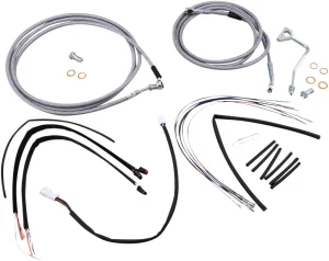 Kit completo de cables y latiguillos de freno de manillar trenzados en acero inoxidable - 16"