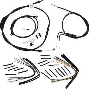 Kit Completo de Cables/Líneas de Manillar de Vinilo Negro para Ape Hangers - 16"
