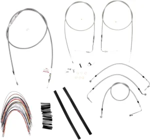 Kit completo de cables y latiguillos de freno de manillar trenzados en acero inoxidable - 16"