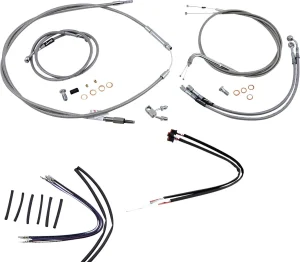 Kit completo de cables y latiguillos de freno de manillar trenzados en acero inoxidable - 14"
