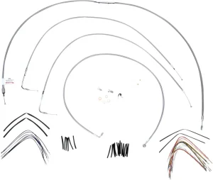 Kit completo de cables y latiguillos de freno de manillar trenzados en acero inoxidable - 16"