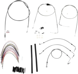 Kit completo de cables y latiguillos de freno de manillar trenzados en acero inoxidable - 14"