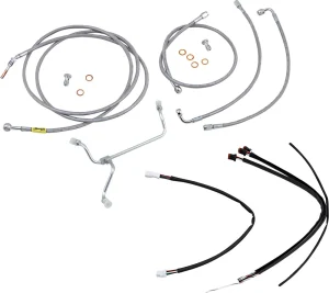 Kit completo de cables y latiguillos de freno de manillar trenzados en acero inoxidable
