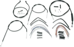 Kit Completo de Cables/Líneas de Manillar de Vinilo Negro para Ape Hangers - 16"