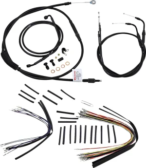 Kit Completo de Cables/Líneas de Manillar de Vinilo Negro para Ape Hangers - 14"