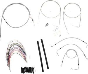 Kit completo de cables y latiguillos de freno de manillar trenzados en acero inoxidable - 16"
